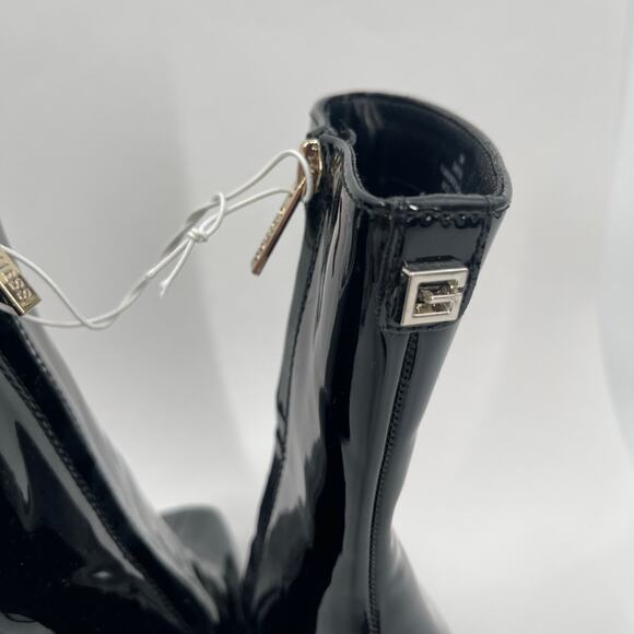 Guess Byra Boots SZ 5 Zipper Block Heel NEW Platform Booties Black Patent NWOT - Picture 15 of 16